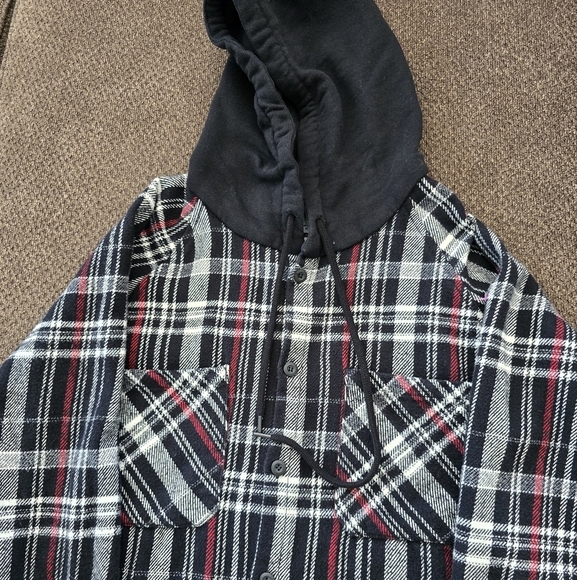 ZARA Flannel Shacket Hoodie Plaid Men XL Button Up Pocket Thick Gorpcore… - Picture 6 of 13